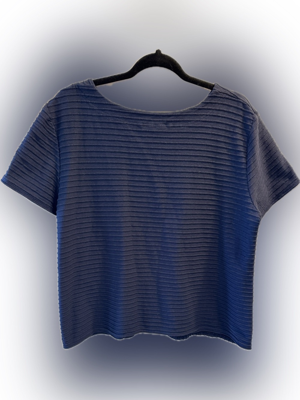 Alfred Dunner Navy Ribbed Side Button Top XL - Picture 2 of 4